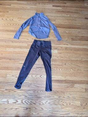 Under Armour Women’s Purple Performance Leggings And Top Ski Set Medium